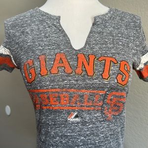 San Francisco Giants heathered gray print baseball tee